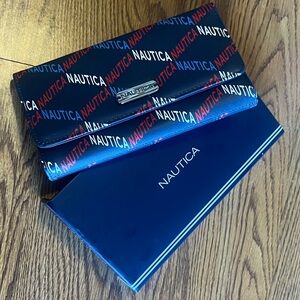 Nautica Blue and Red Logo Clutch